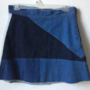 Zara patchwork 60's style denim mini skirt